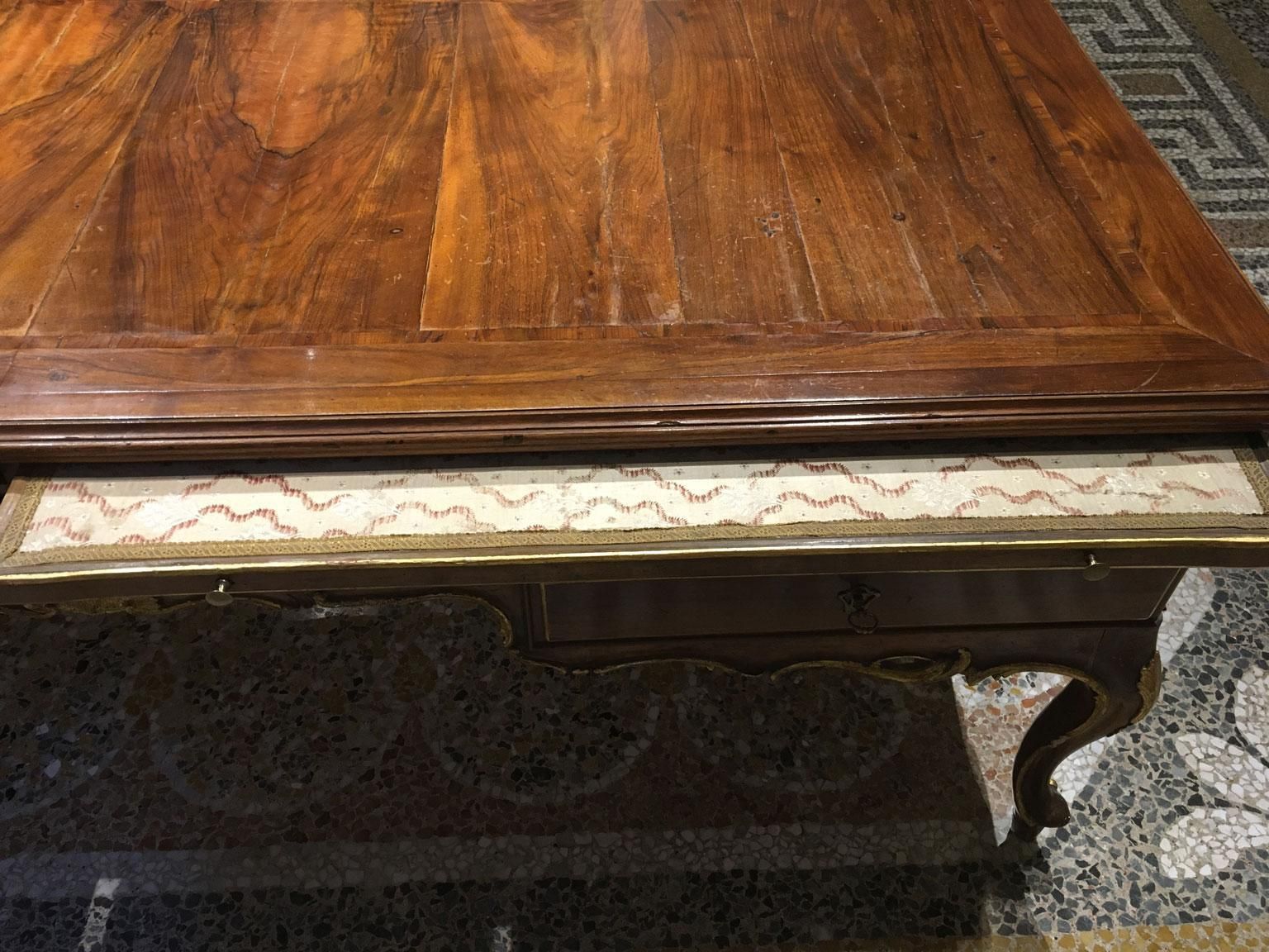 1750 Venezia Italy Baroque Carved And Inlaid Walnut Desk With Drawers photo vinterior