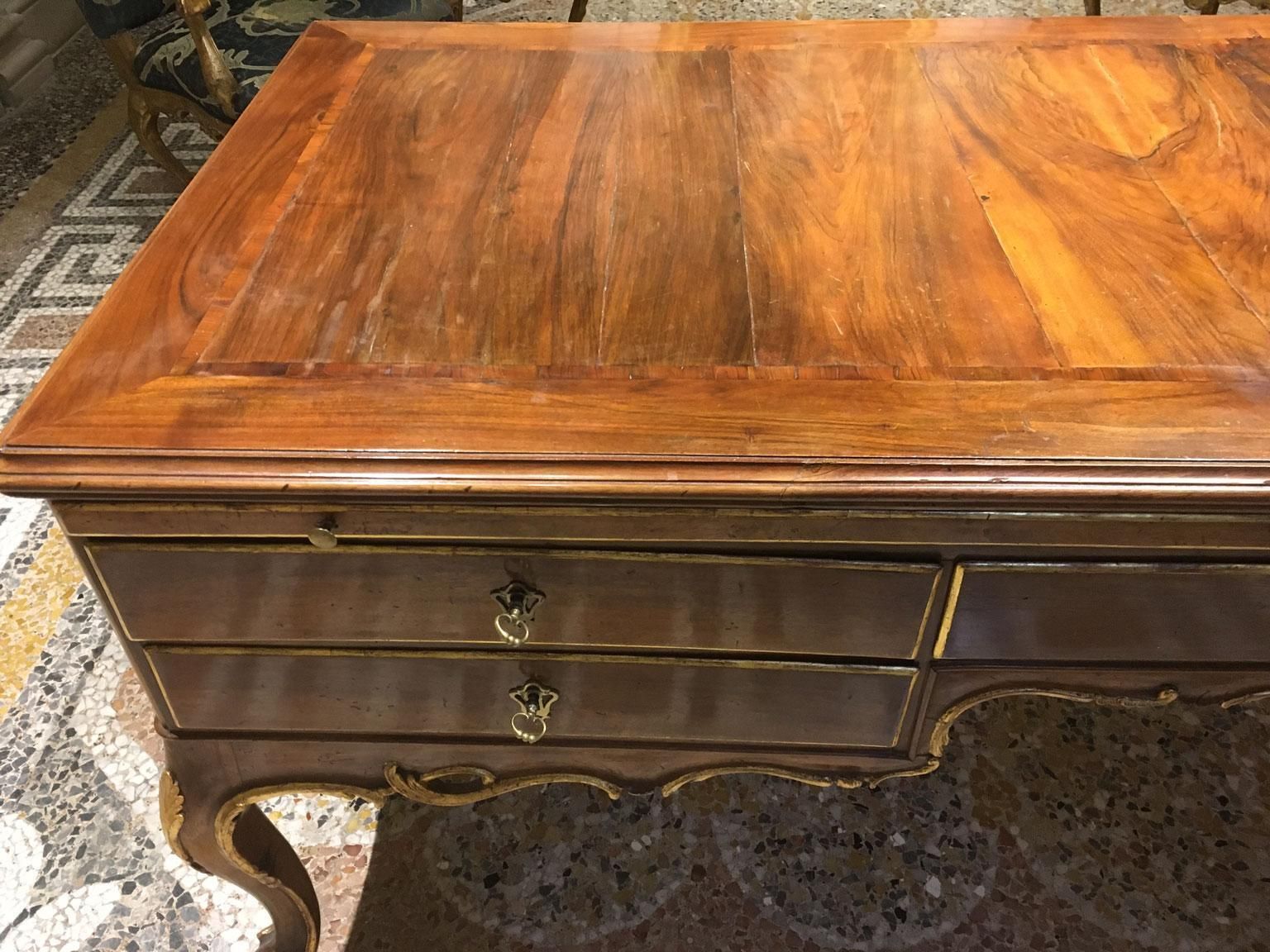 1750 Venezia Italy Baroque Carved And Inlaid Walnut Desk With Drawers photo buy