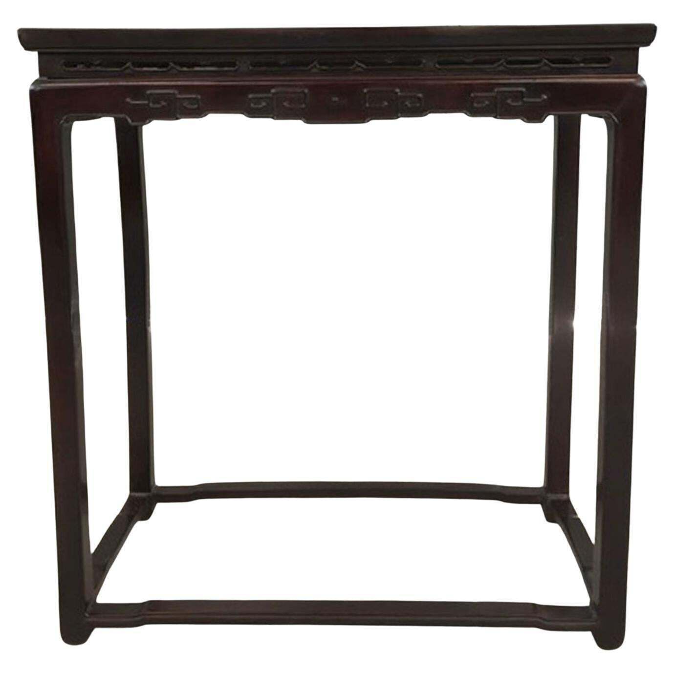 Early 20th Century China Export Elmwood Console With Carrara Marble