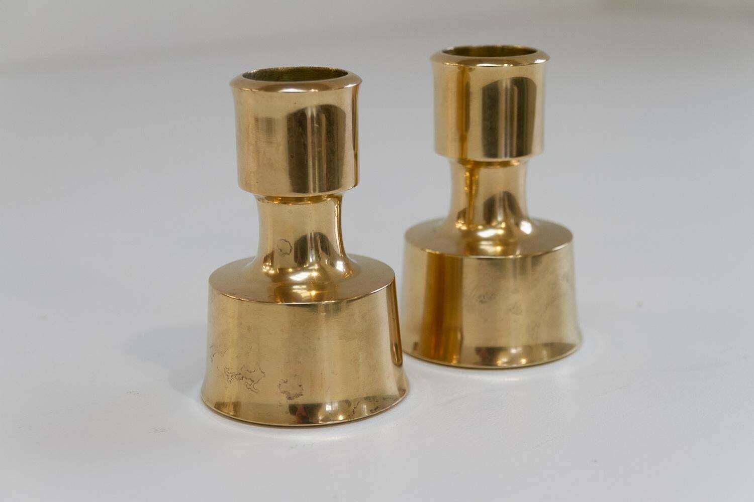 Mid Century Danish Brass Candleholders By Jens Quistgaard,  1960s. Set Of 2. photo for sale