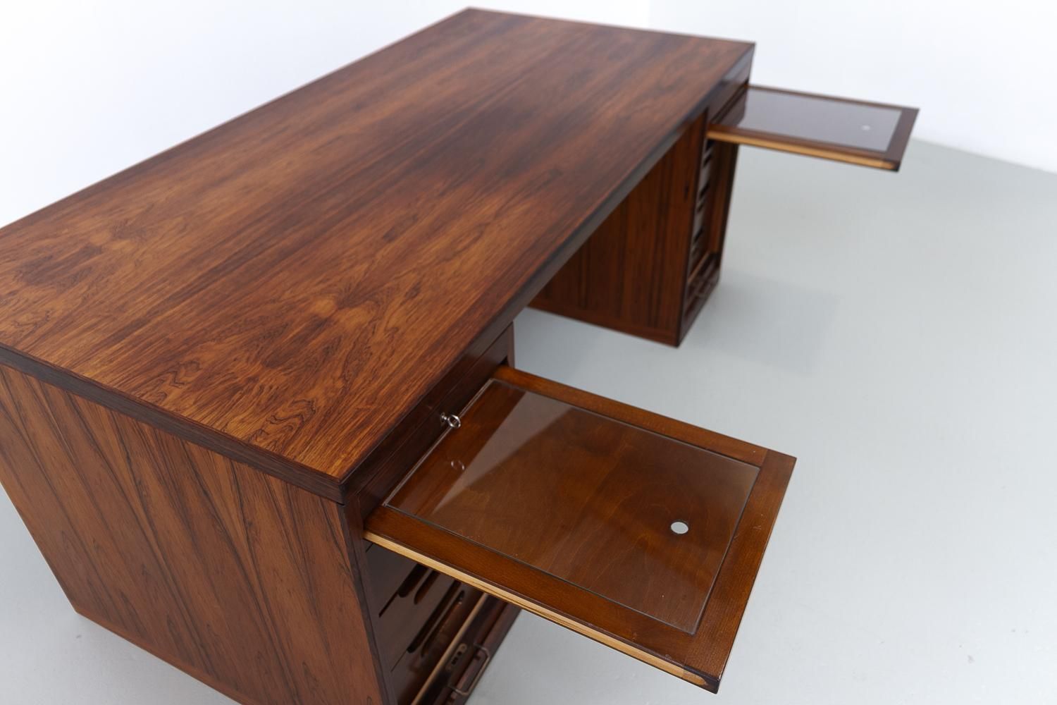 Furniture Danish Rosewood Desk With Tambour Doors By Hans J. Wegner, 1950s. photo
