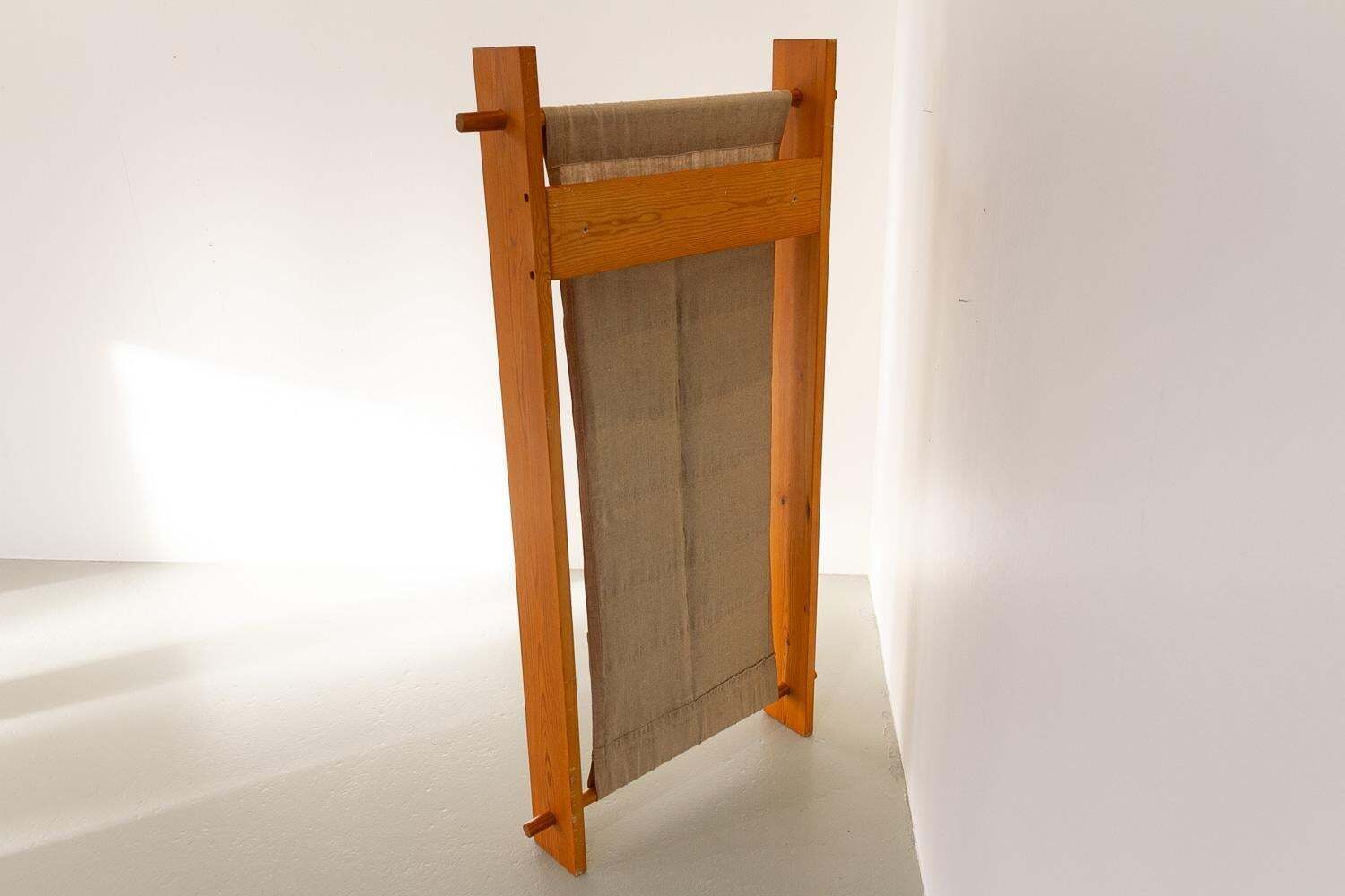 photo furniture Scandinavian Modern Pine And Canvas Magazine Rack, 1970s.