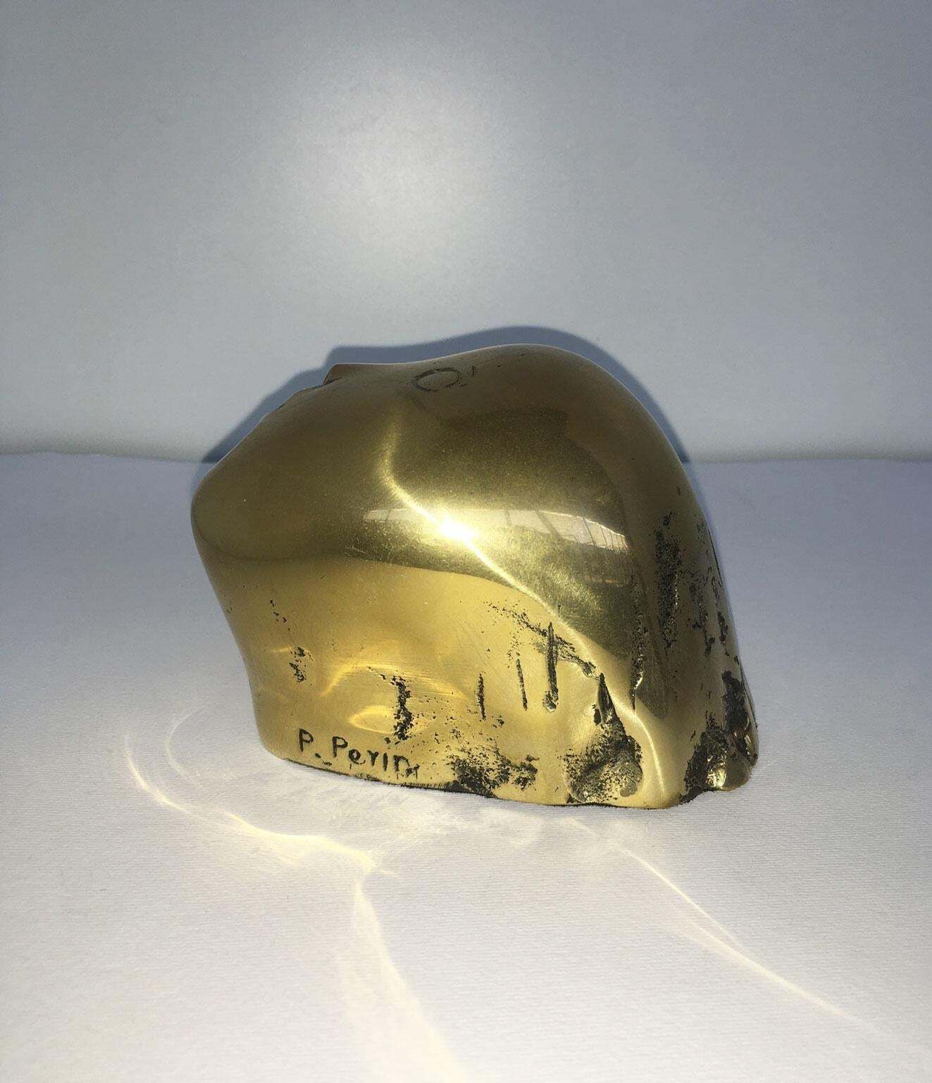 photo vinterior 1980 Italy Bronze Abstract Sculpture Piero Perin Testa Head