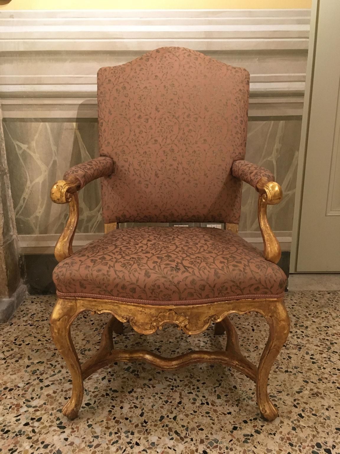 Venezia Italy Early 18th Century Set 5 Rococo Carved Giltwood Armchairs photo vintage