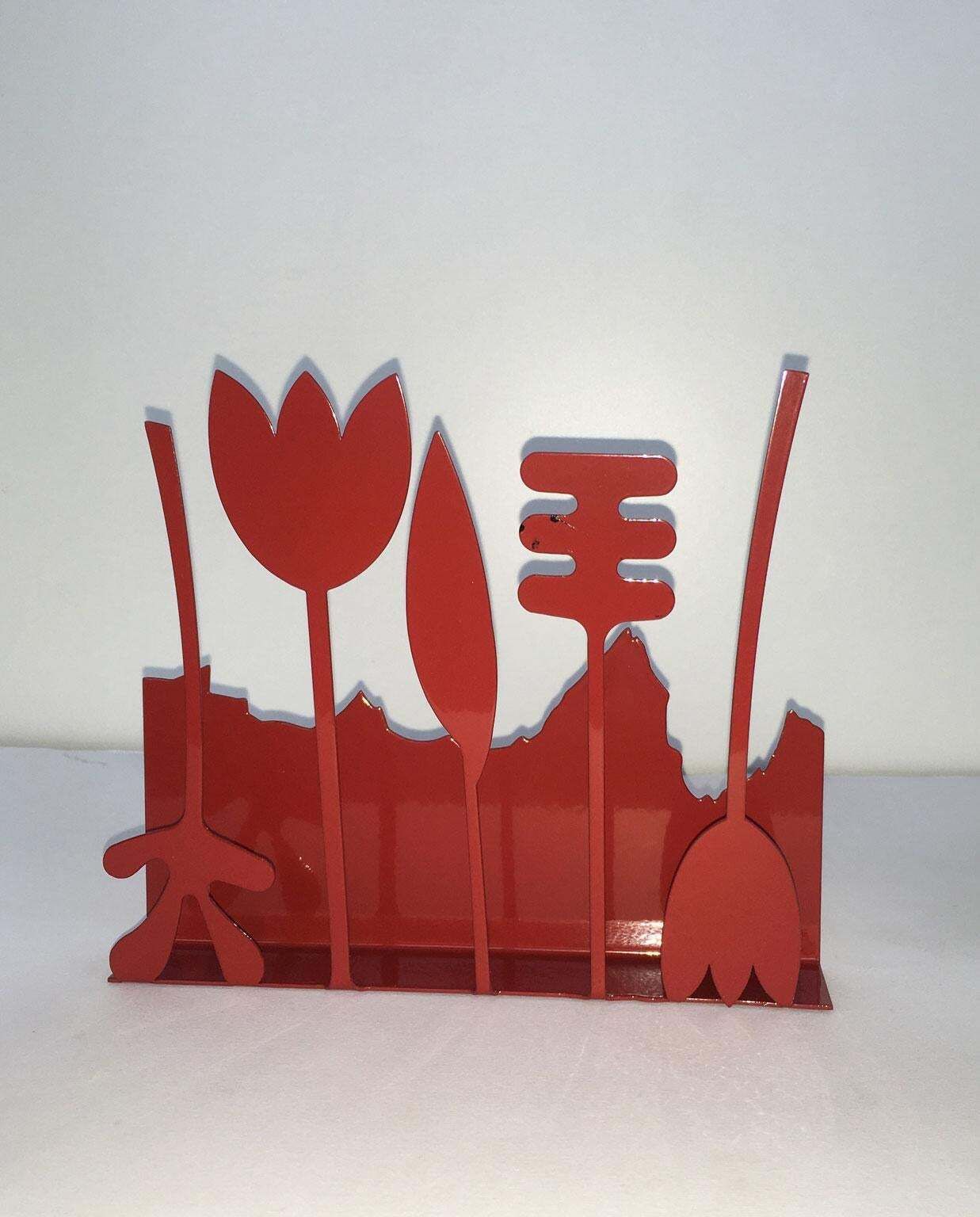 Italy 1980 Annamaria Gelmi Metal Painted Red Sculpture Piccolo Eden photo furniture