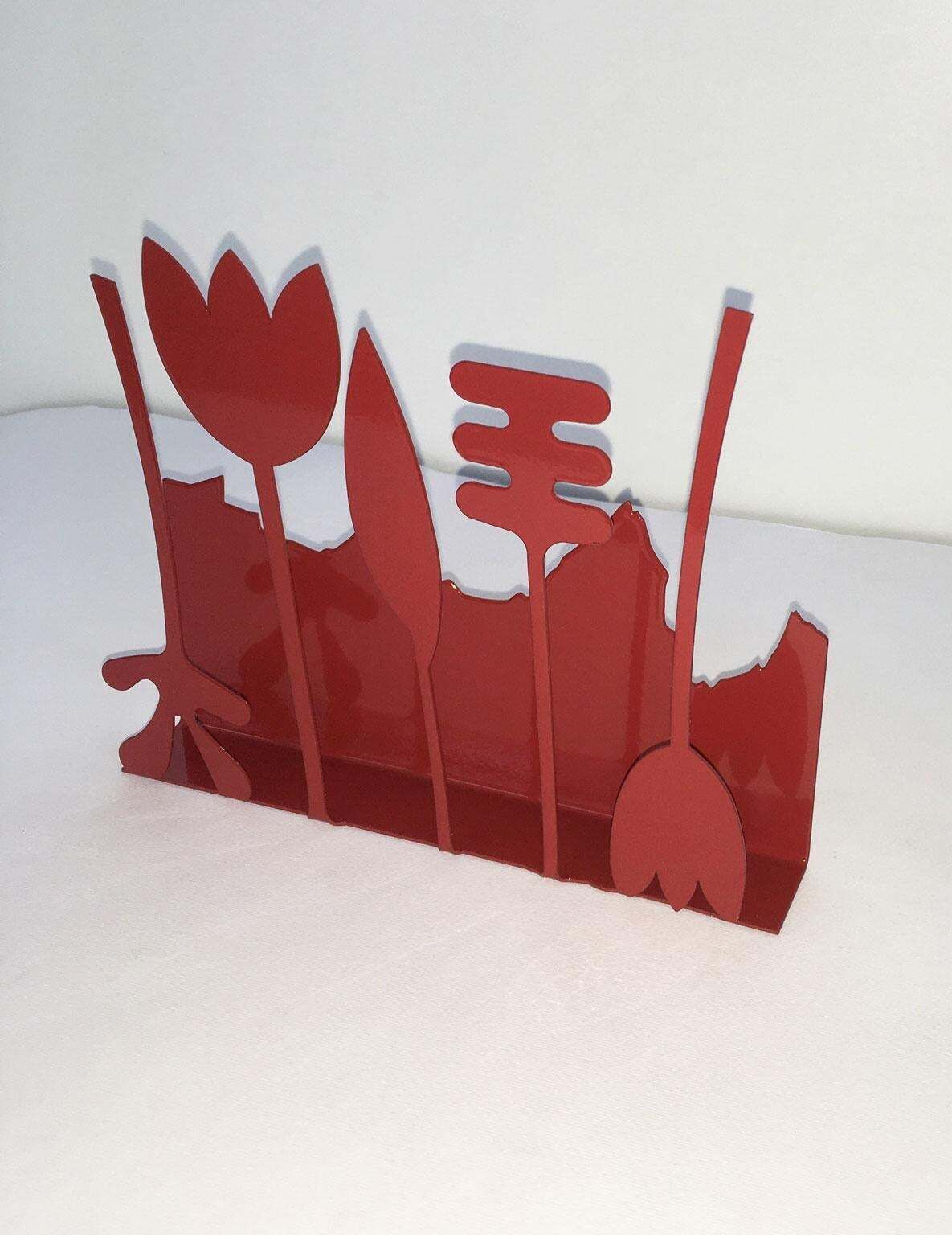 Italy 1980 Annamaria Gelmi Metal Painted Red Sculpture Piccolo Eden photo vinterior