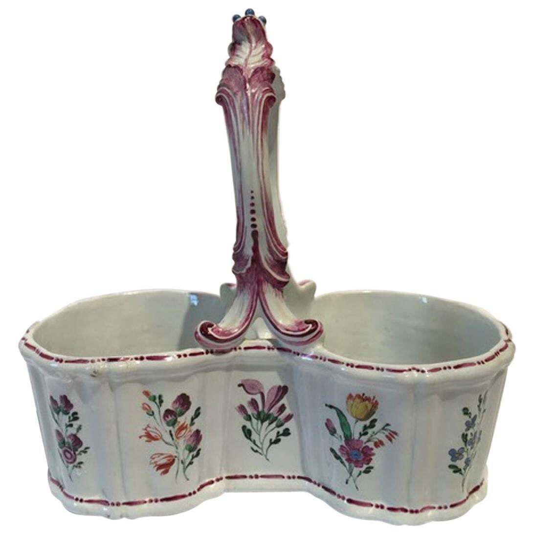 Italy 18th Century Richard Ginori Porcelain Cruet With Floral Drawings