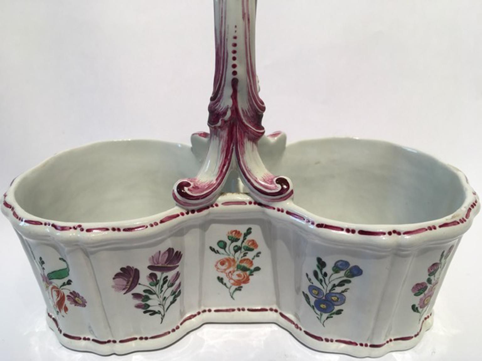 Italy 18th Century Richard Ginori Porcelain Cruet With Floral Drawings photo buy