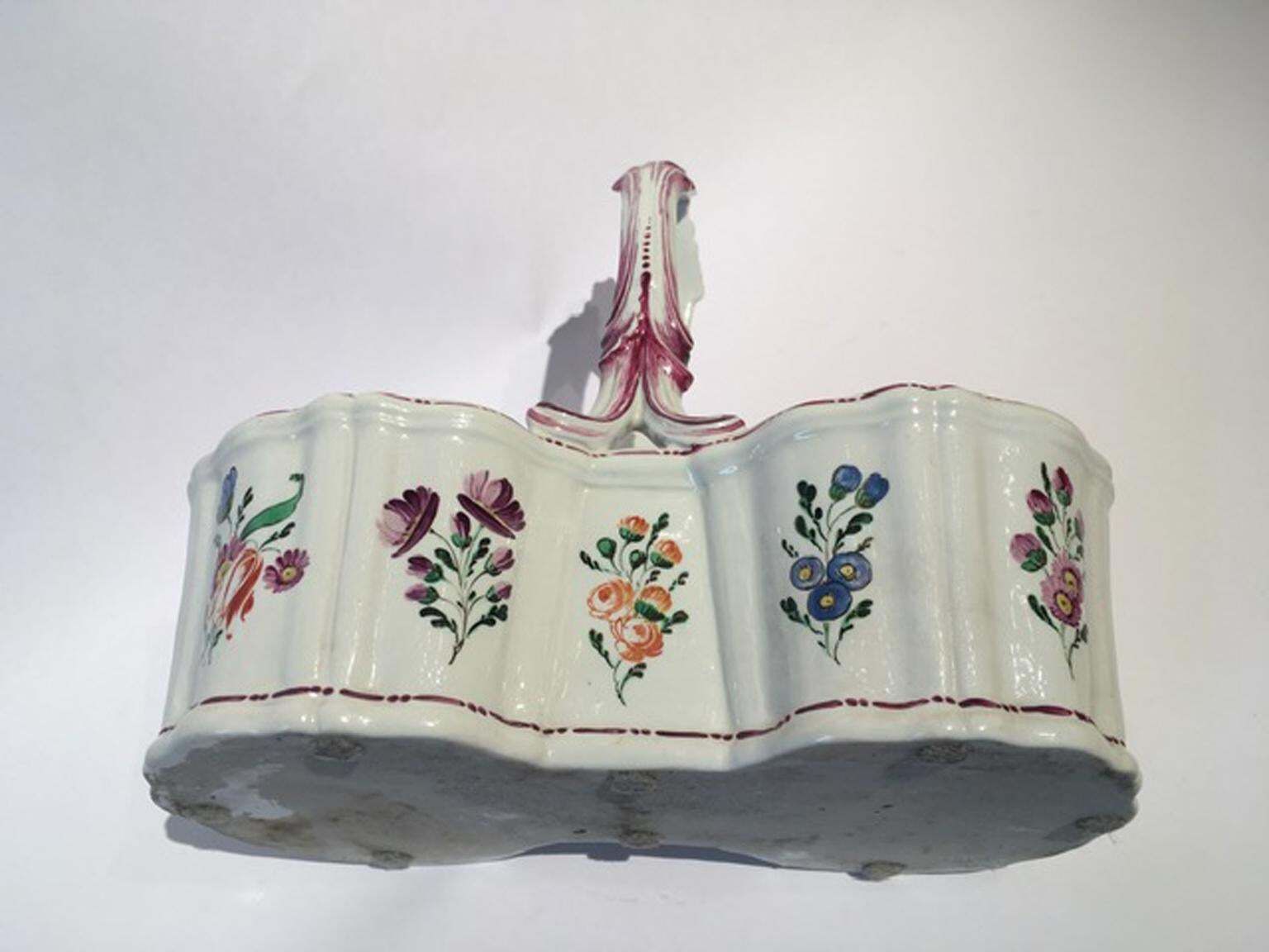Italy 18th Century Richard Ginori Porcelain Cruet With Floral Drawings photo vintage
