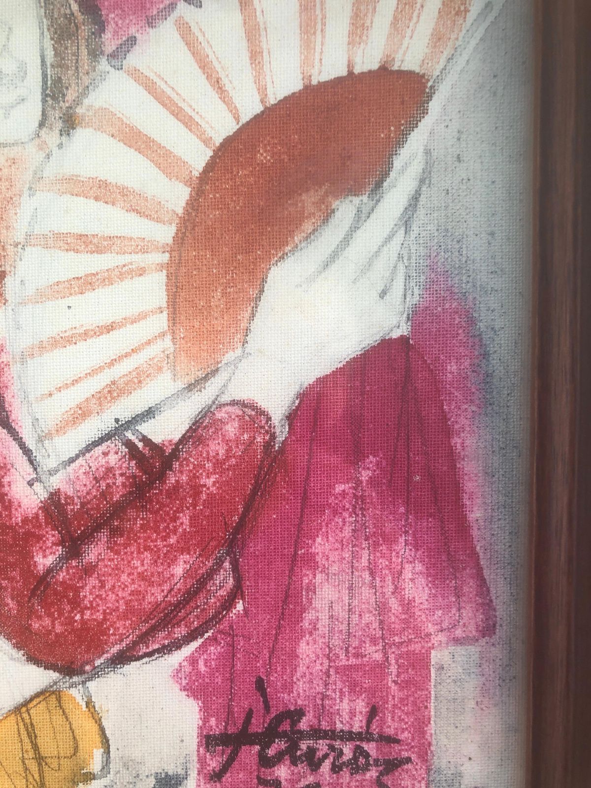 Jordi Curos Woman With Fan Mixed Media Painting 1979 photo Art