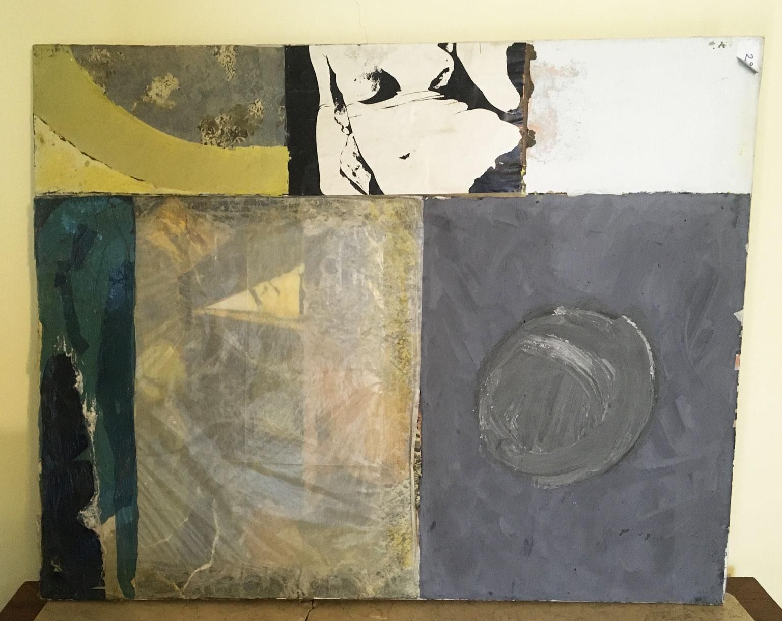 Art 1960 Italy Abstract Painting On Canvas And Mix Media Collage By Ermete Lancini photo