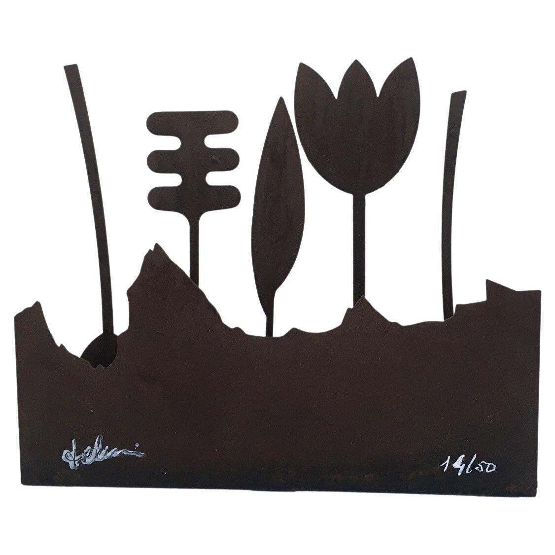Italy 1980 Annamaria Gelmi  Oxidized Rust Metal Sculpture Piccolo Eden photo furniture