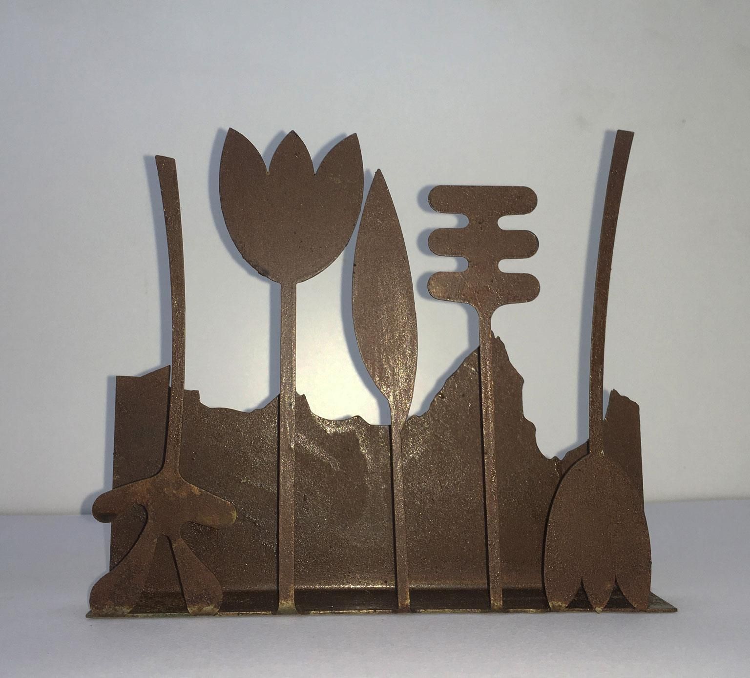Italy 1980 Annamaria Gelmi  Oxidized Rust Metal Sculpture Piccolo Eden photo buy