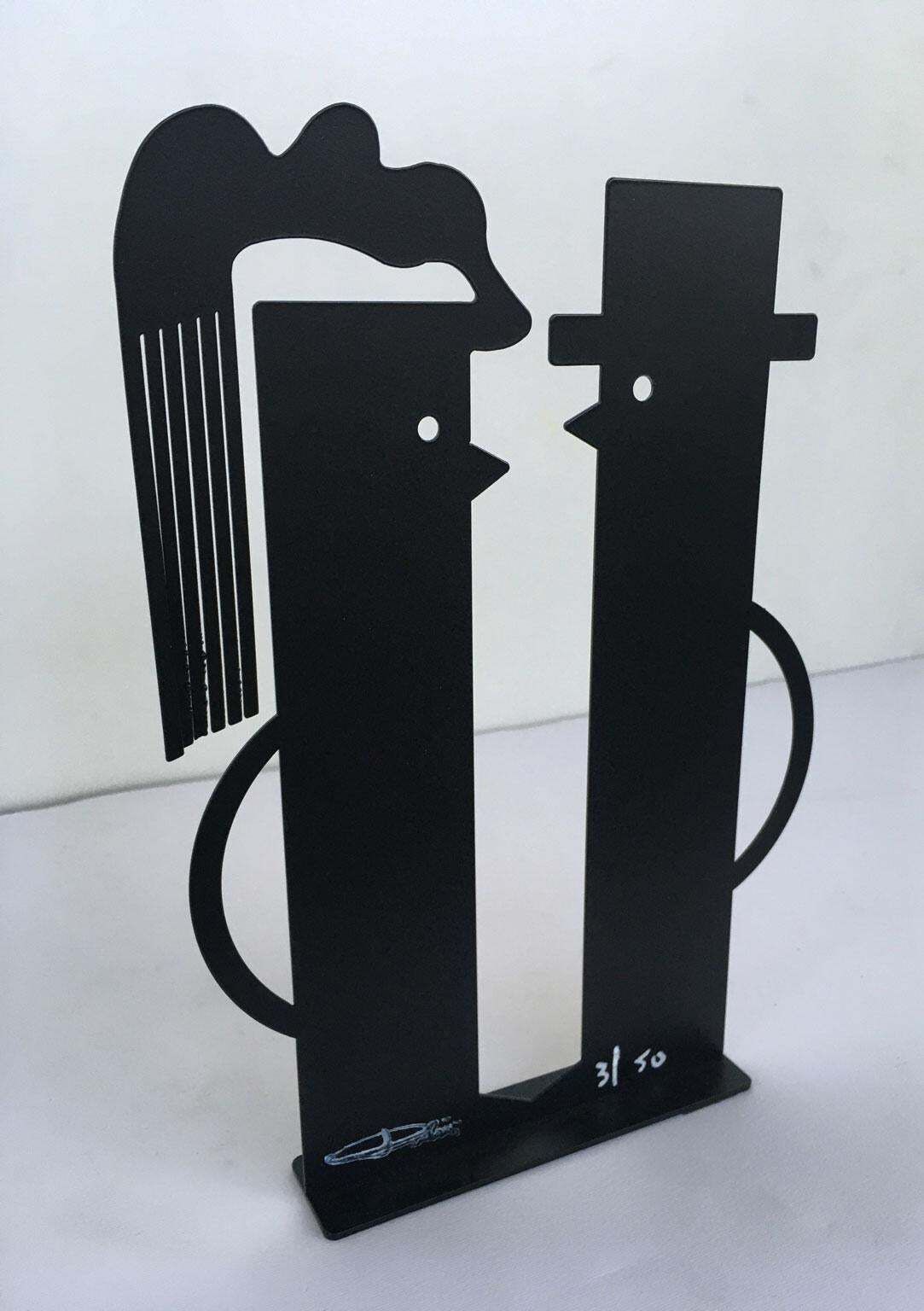 photo furniture Italy 1980 Riccardo Dalisi Black Painted Metal Sculpture Amanti Lovers