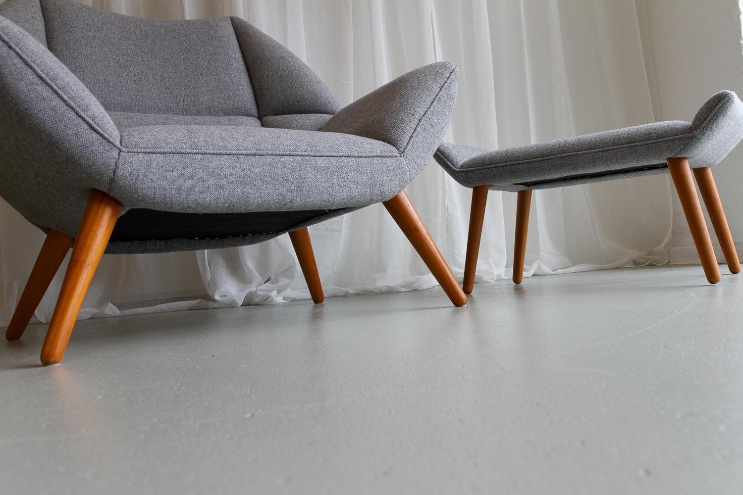 photo for sale Danish Modern Easy Chair And Stool Model 12 By Kurt østervig, 2010s.