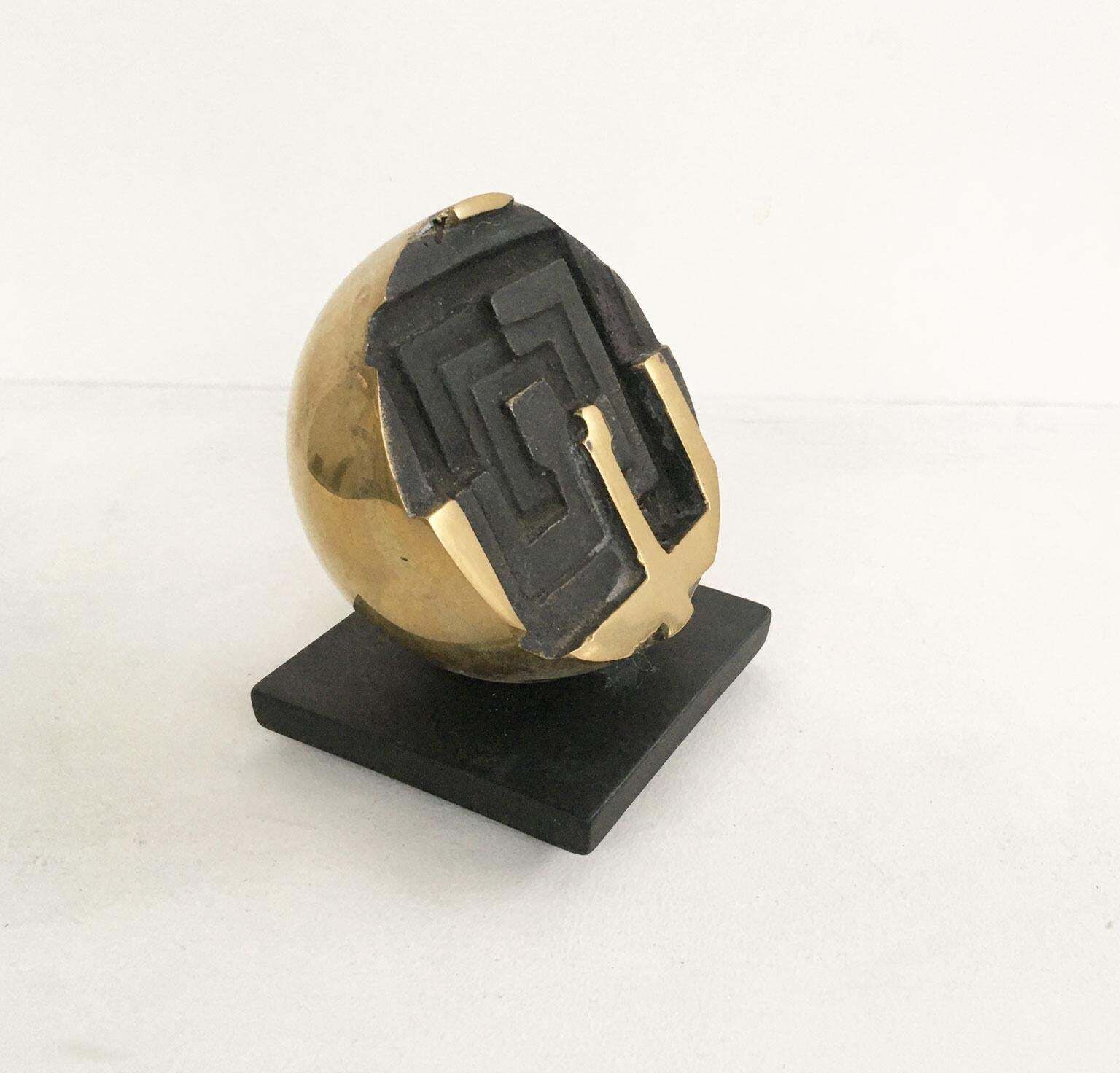1978 Italy Bronze Abstract Sculpture By Fanna Roncoroni Labirinto Labyrinth photo Art