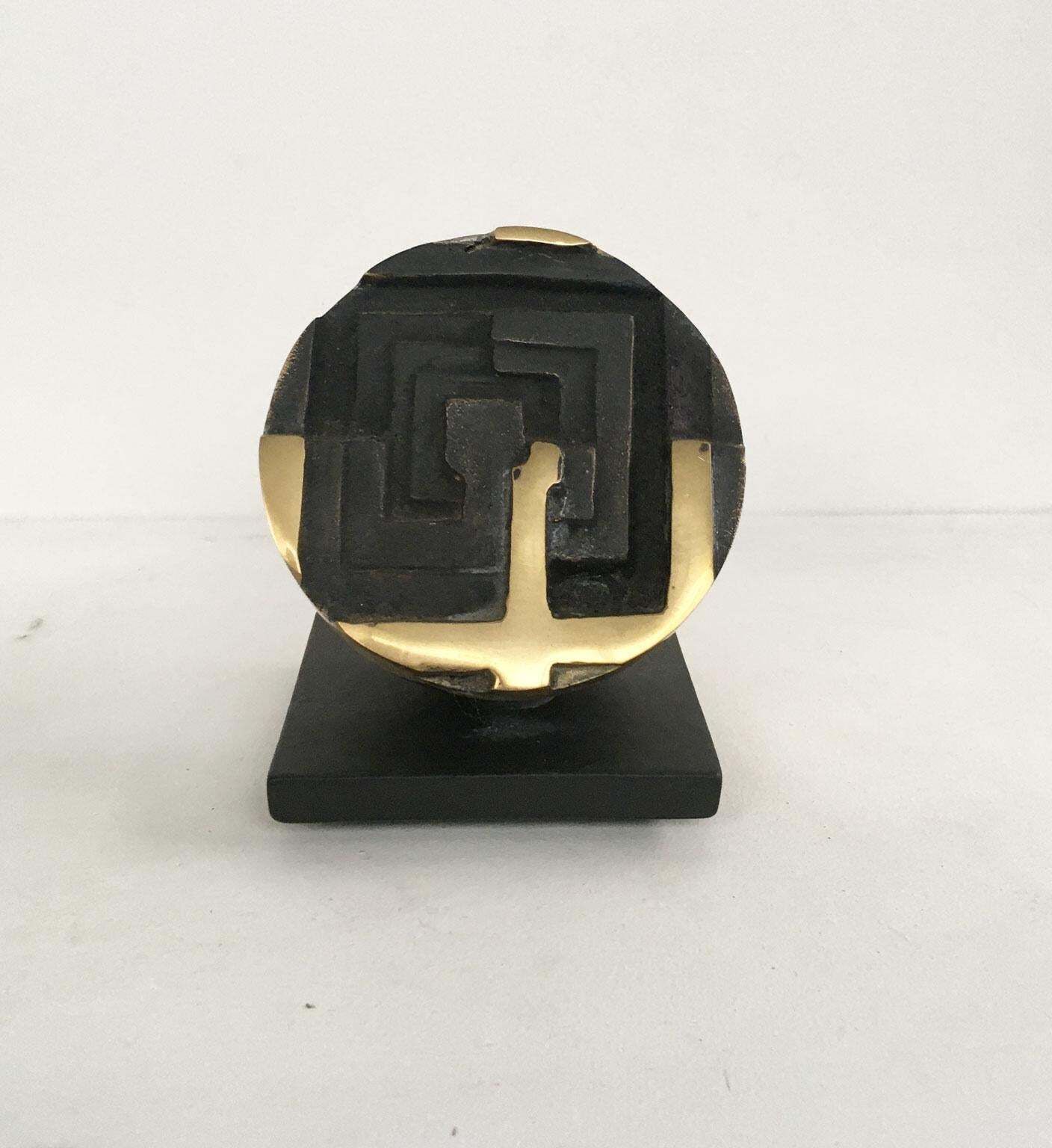 photo for sale 1978 Italy Bronze Abstract Sculpture By Fanna Roncoroni Labirinto Labyrinth