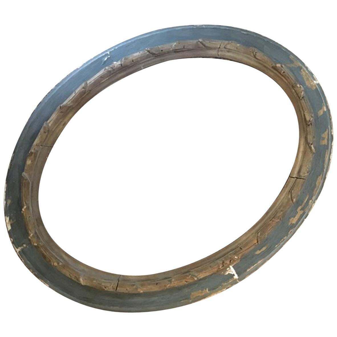 Italy Early 19th Century Neoclassical Oval Hand Made Grey And Gold Wood Frame