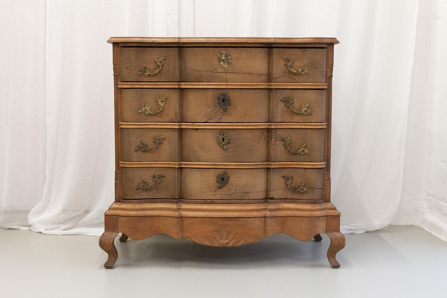 Danish Rococo Serpentine Oak Chest Of Drawers, 1780s. photo furniture