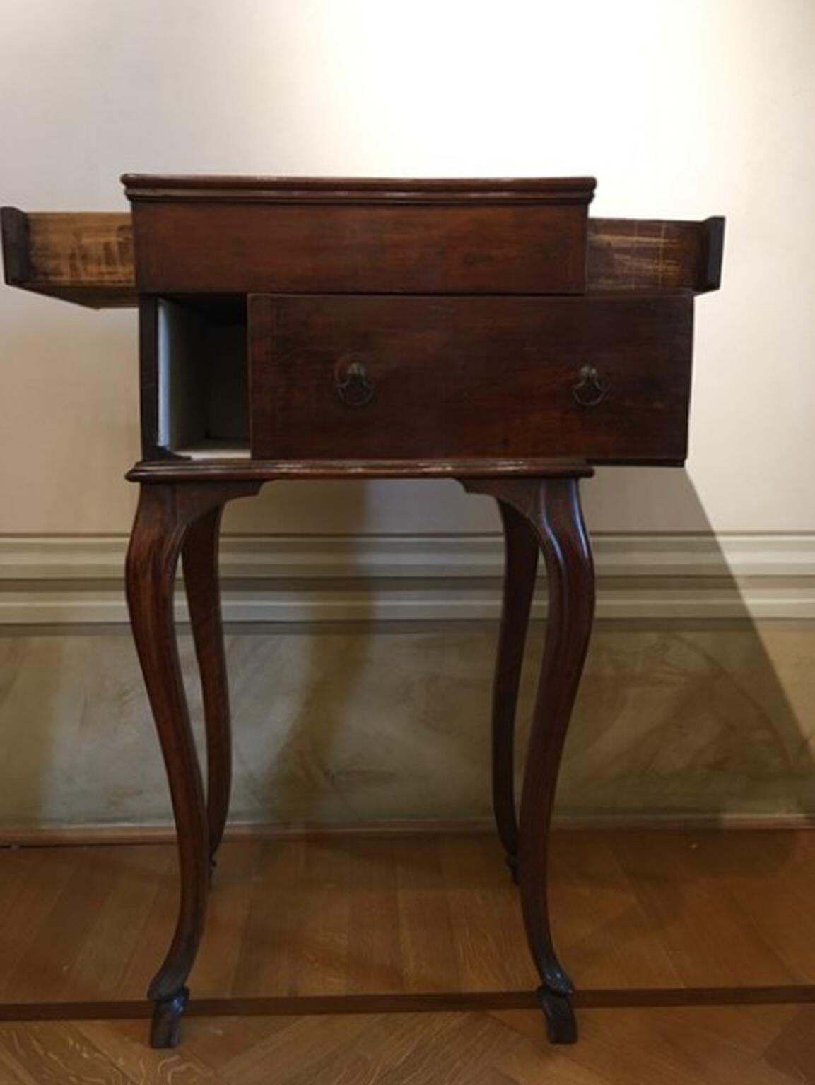 Furniture Italy 18th Century Louis XV Walnut Side Table Gueridon With Drawings photo