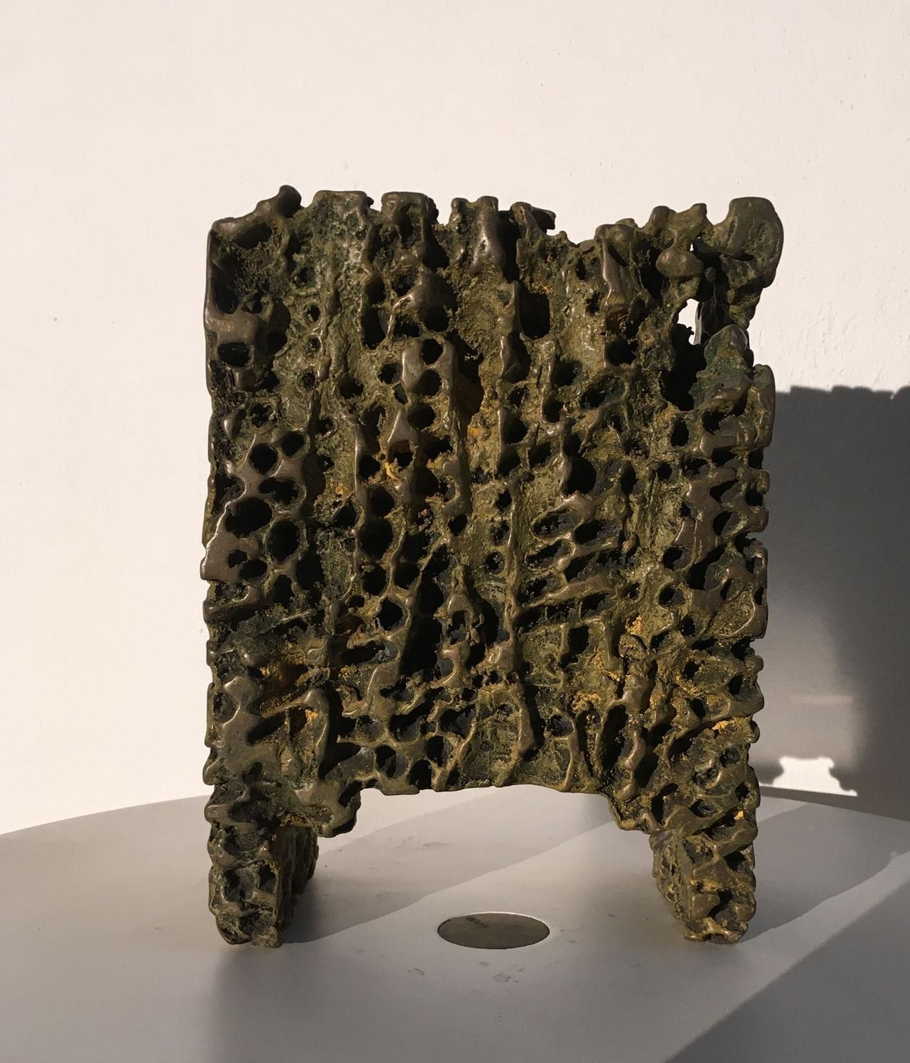 1985 Italy Bronze Abstract Sculpture By Urano Palma Trono Bronzo Bronze Throne photo vintage