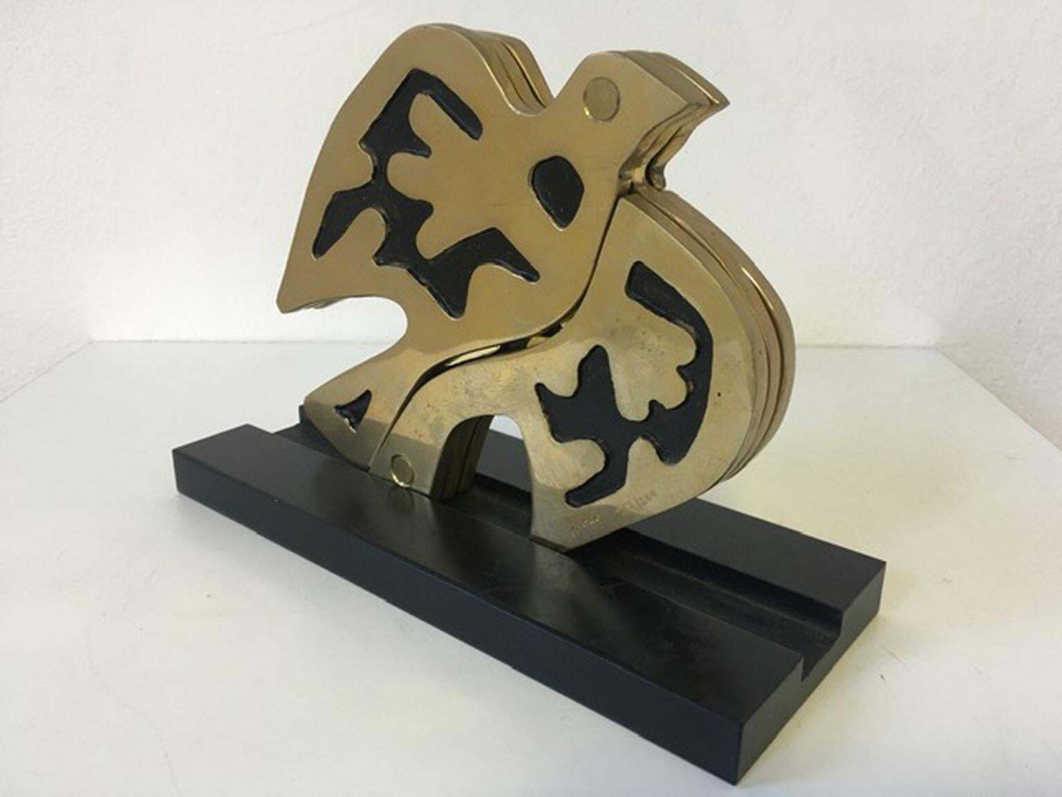 1980 Italy Post Modern Abstract Kinetic Bronze Sculpture The Dove Colomba photo 622.0