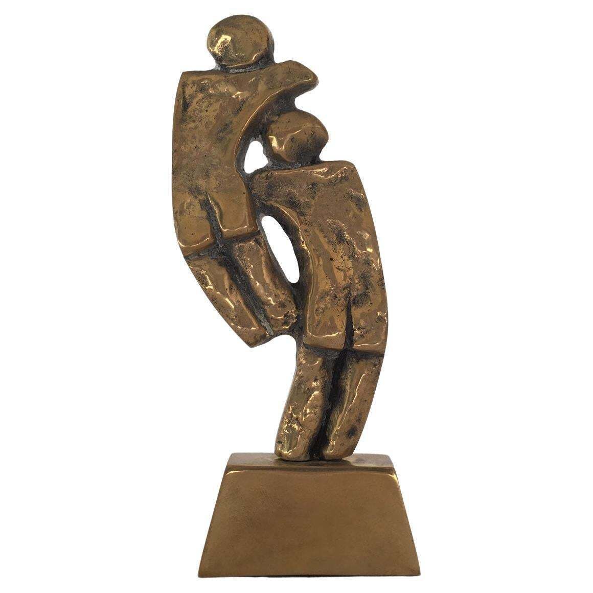 1980 Italy Post Modern Rodica Tanasescu Bronze Abstract Sculpture Title Incontro
