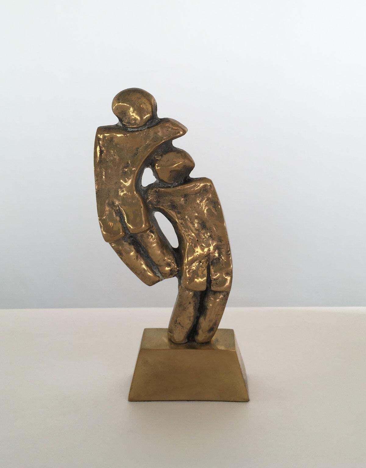 1980 Italy Post Modern Rodica Tanasescu Bronze Abstract Sculpture Title Incontro photo furniture