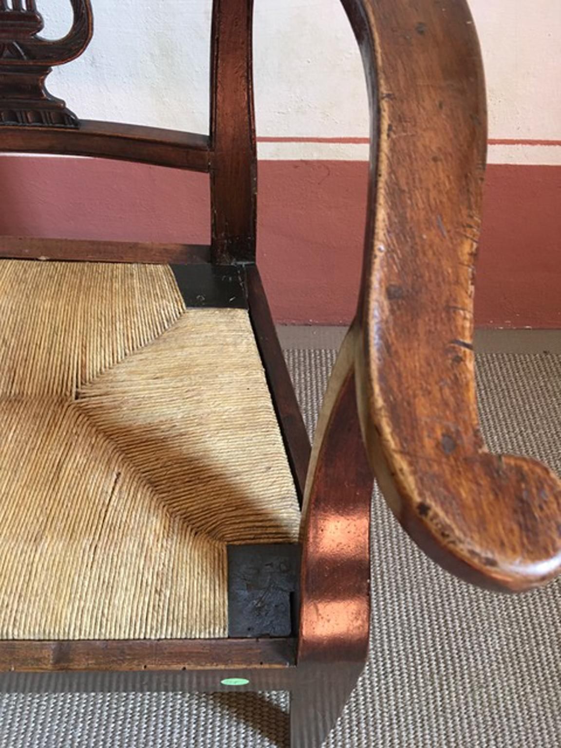 Italy 18th Century Walnut Dining Armchair With Cane Sitting photo Furniture
