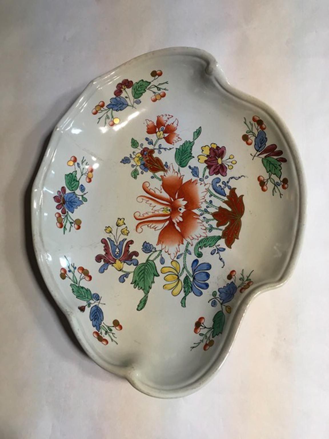 Italy Richard Ginori Mid 18th Century Porcelain Hand Painted Tulip Decor Bowl photo vintage
