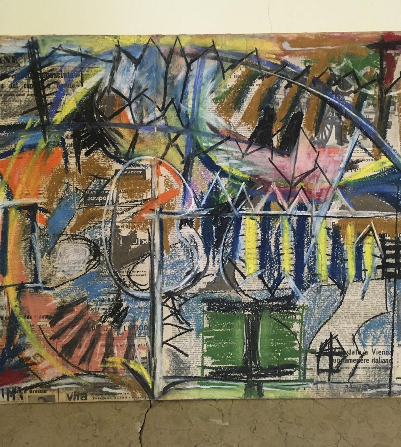 photo buy 1962 Italy Abstract Painting And Paper Collage By Ermete Lancini