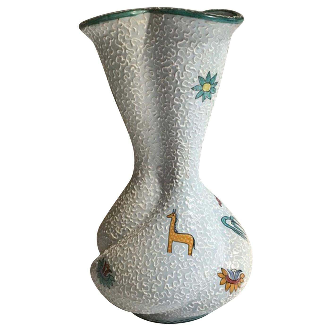 Vase en céramique émaillée blanche, Italie, années 1960
