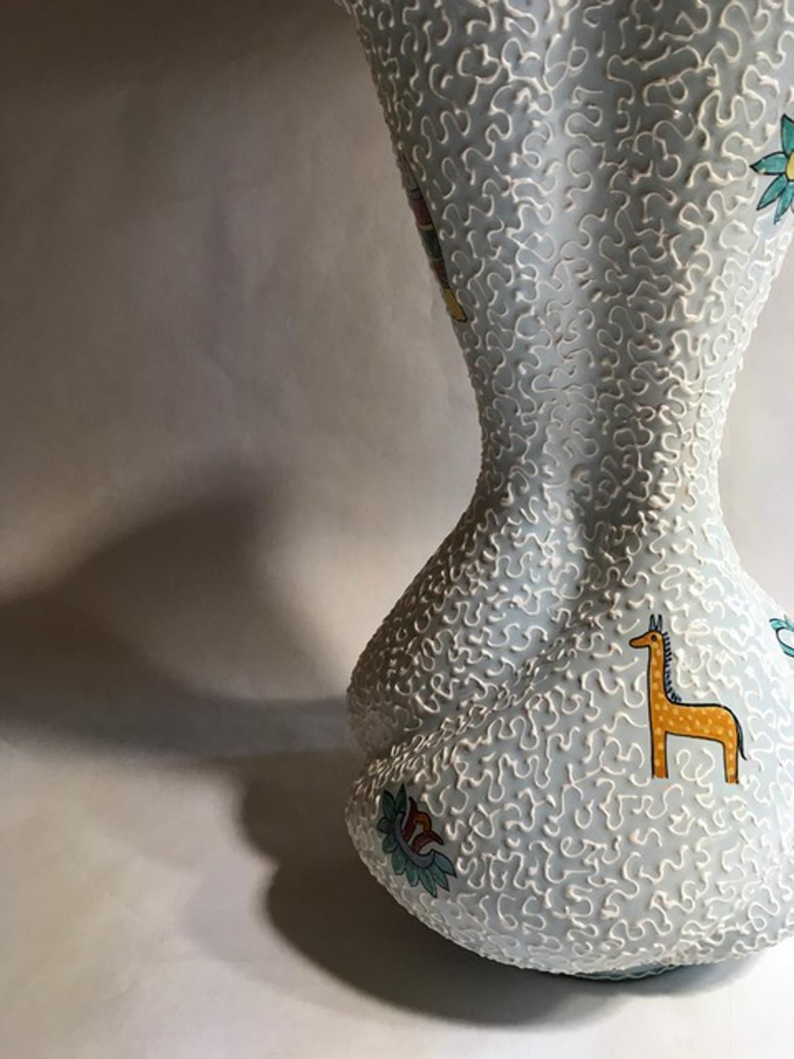 Vase en céramique émaillée blanche, Italie, années 1960 photo vintage