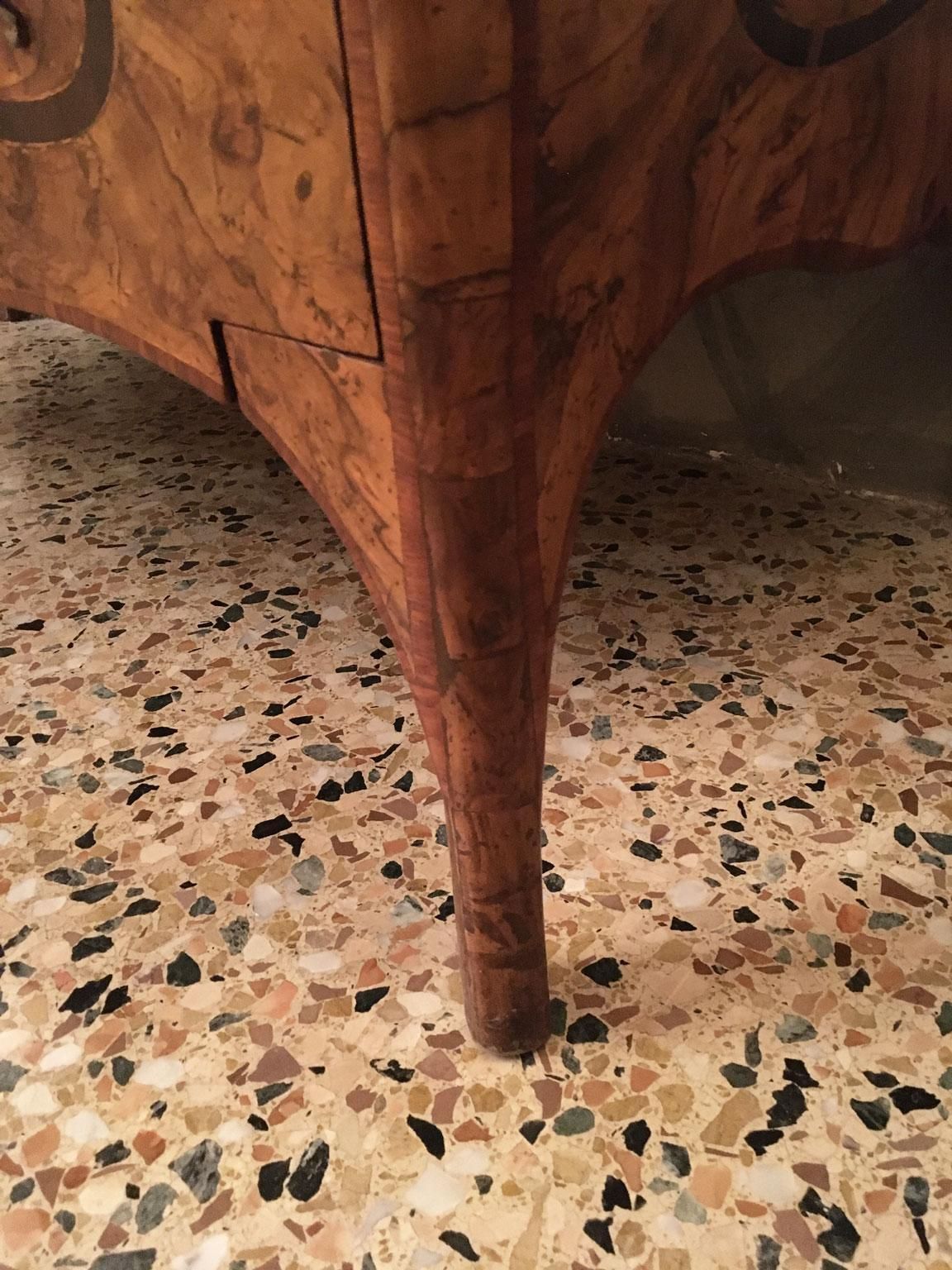 Furniture 18th C. Italian Lombard Cabinetmakers Baroque Inlaid Walnut Chest Of Drawers photo