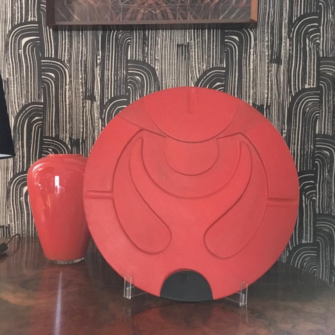photo for sale Italy Mid Century Modern Orange Terracotta Abstract Sculpture F Sartori Bowl