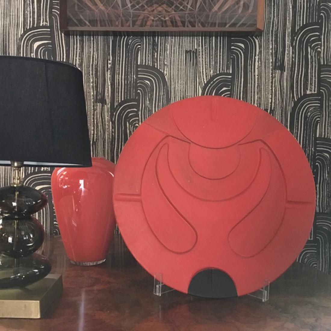 Art Italy Mid Century Modern Orange Terracotta Abstract Sculpture F Sartori Bowl photo