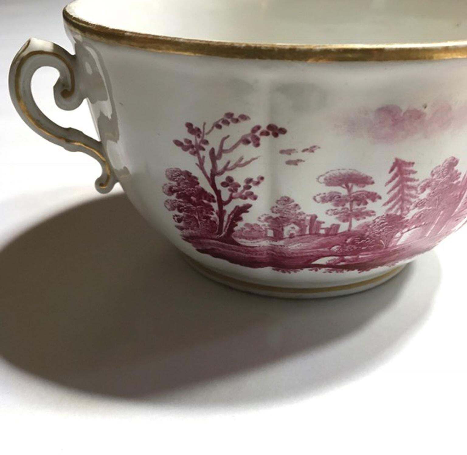 Italy Richard Ginori Mid 18th Century Pink Porcelain Covered Cup With Landscapes photo vinterior