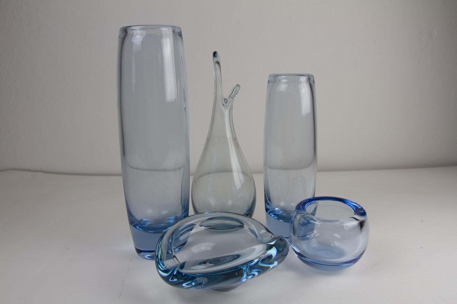 467.0 Vintage Danish Holmegaard Aqua Vases By Per Lütken, 1960s. Set Of 5. photo