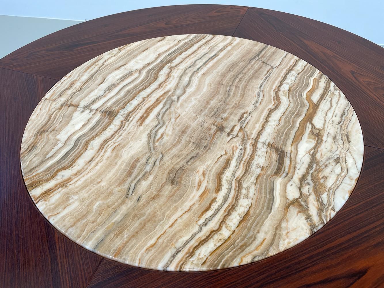 Danish Modern Round Rosewood And Marble Coffee Table By Bendixen Design, 1970s. photo 1402.0