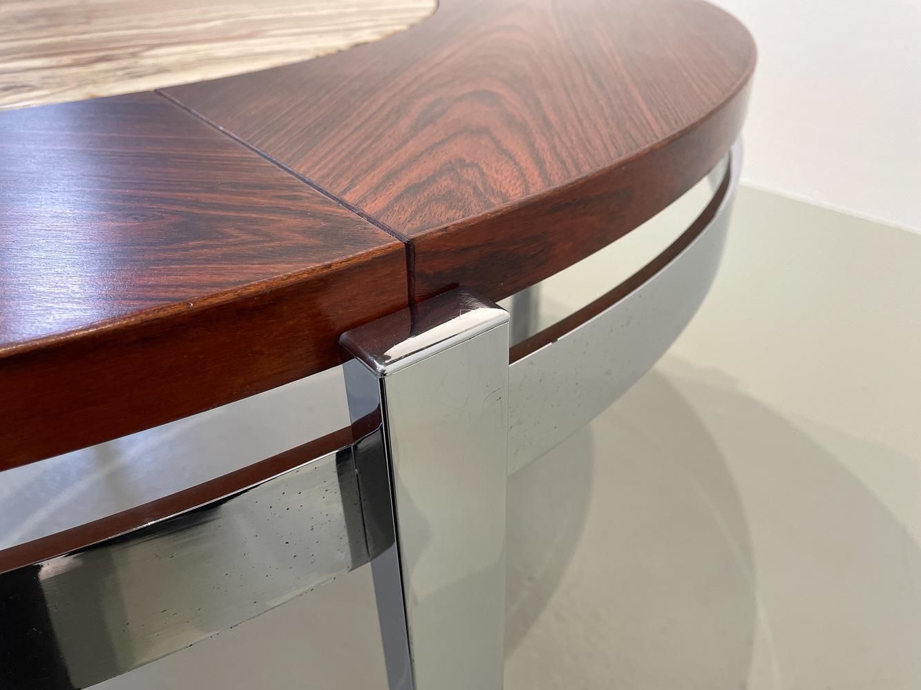 photo vintage Danish Modern Round Rosewood And Marble Coffee Table By Bendixen Design, 1970s.