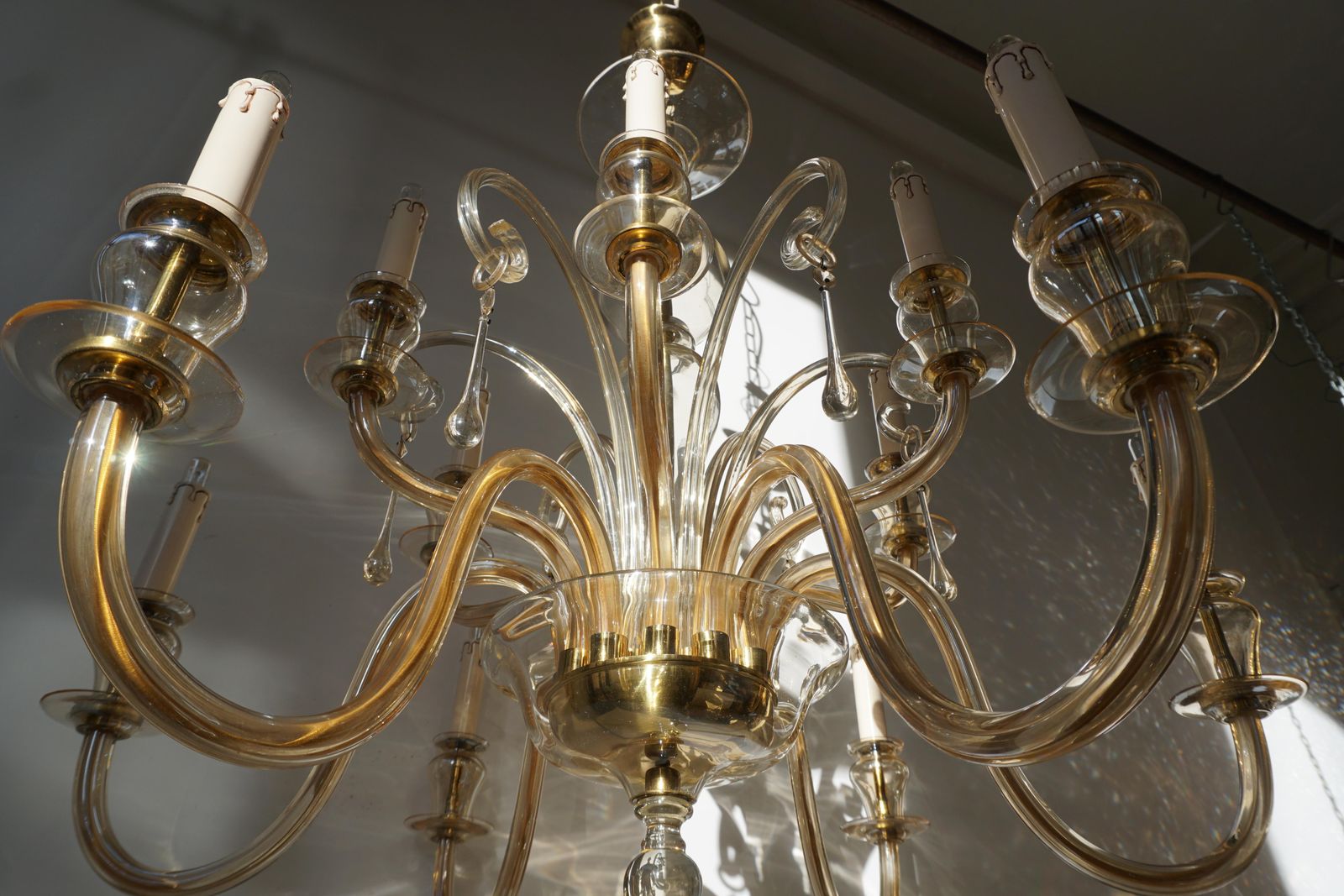Italian Midcentury Style Hand Blown Murano Venetian Glass Chandelier photo vintage