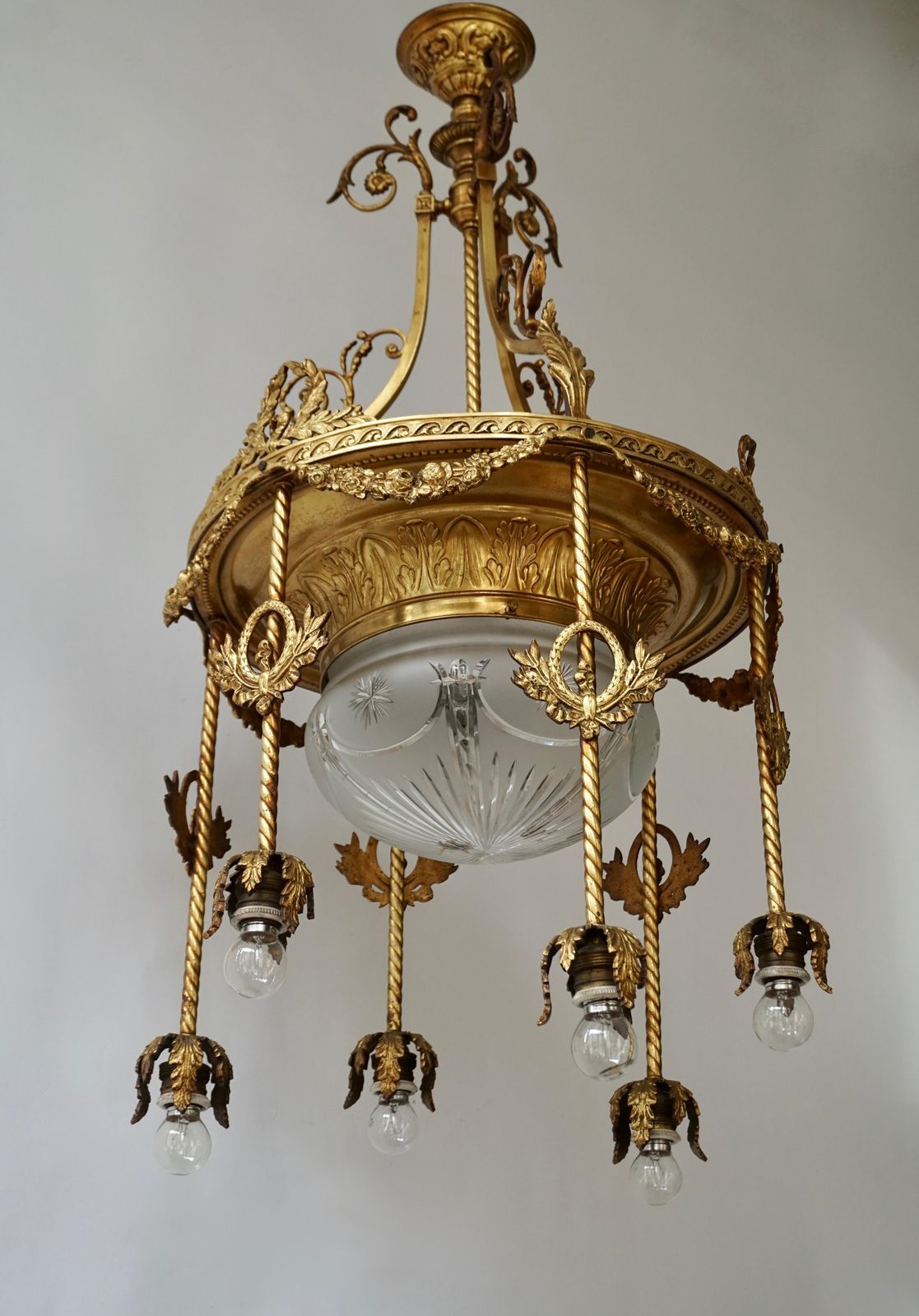19th Century French Gilt Bronze And Crystal Aesthetic Seven Light Chandelier photo 2380.0