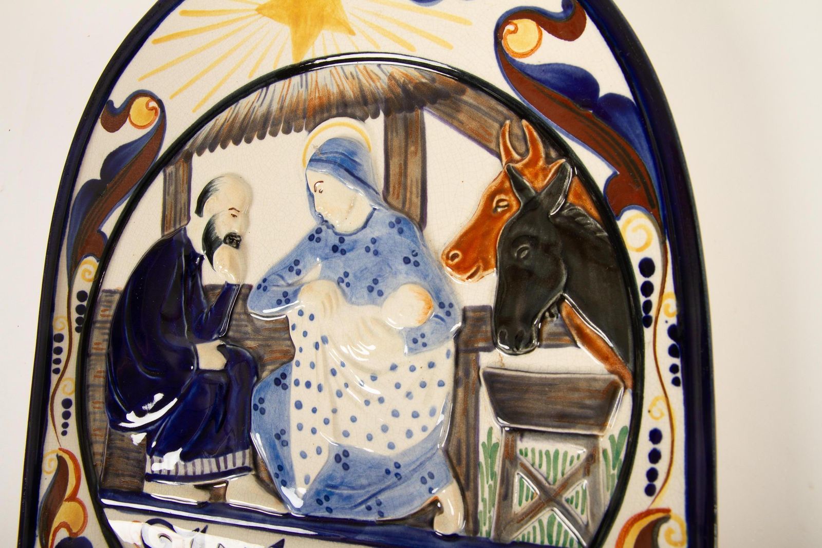 Antique Danish Christmas Porcelain Decorative Plate By Aluminia, 1908 photo for sale