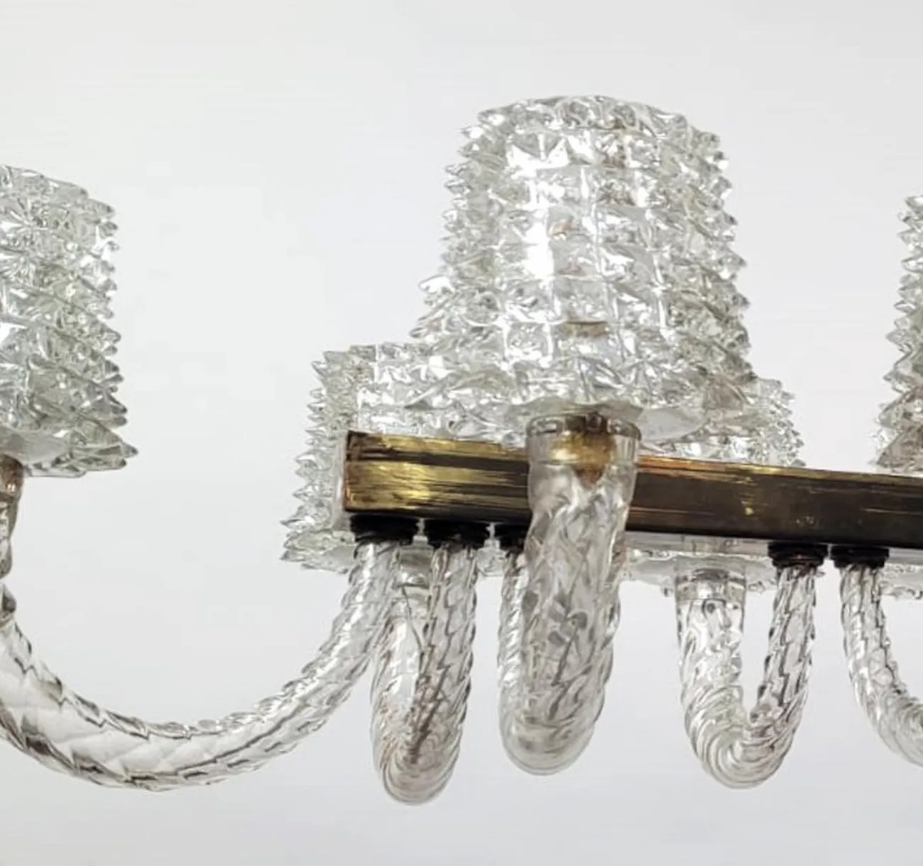 Rostrato Glass Chandelier By Ercole Barovier, Italy, 1940s photo vintage