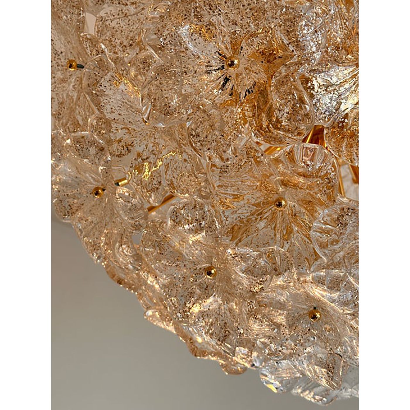 Transparent And Gold Lotus Murano Style Glass Sputnik Chandelier photo for sale