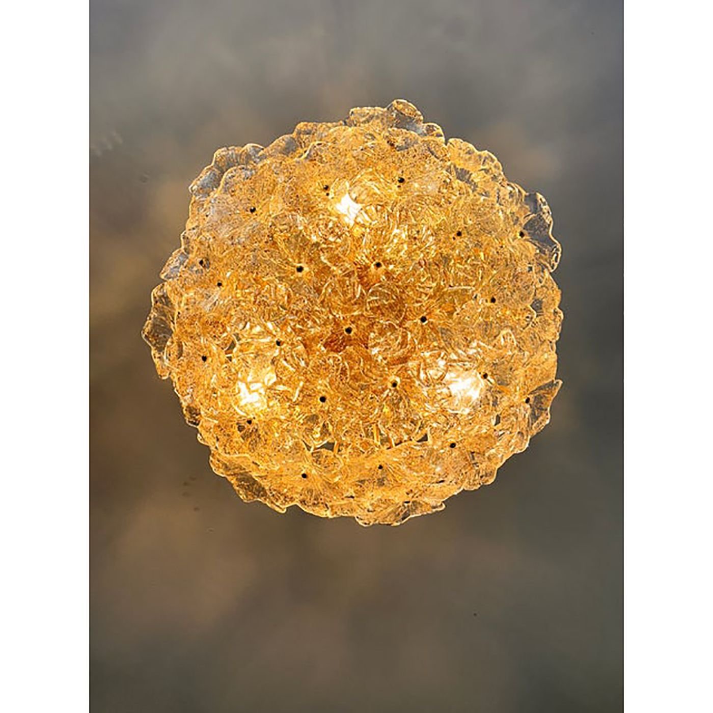 Transparent And Gold Lotus Murano Style Glass Sputnik Chandelier photo Lighting