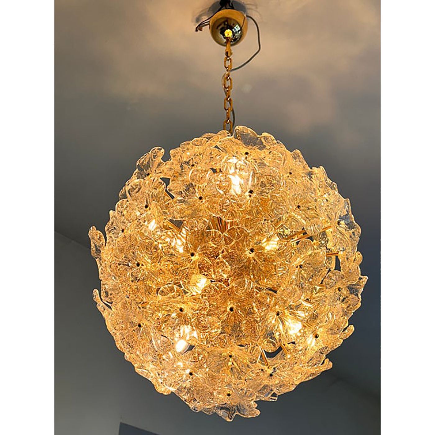 Transparent And Gold Lotus Murano Style Glass Sputnik Chandelier photo buy