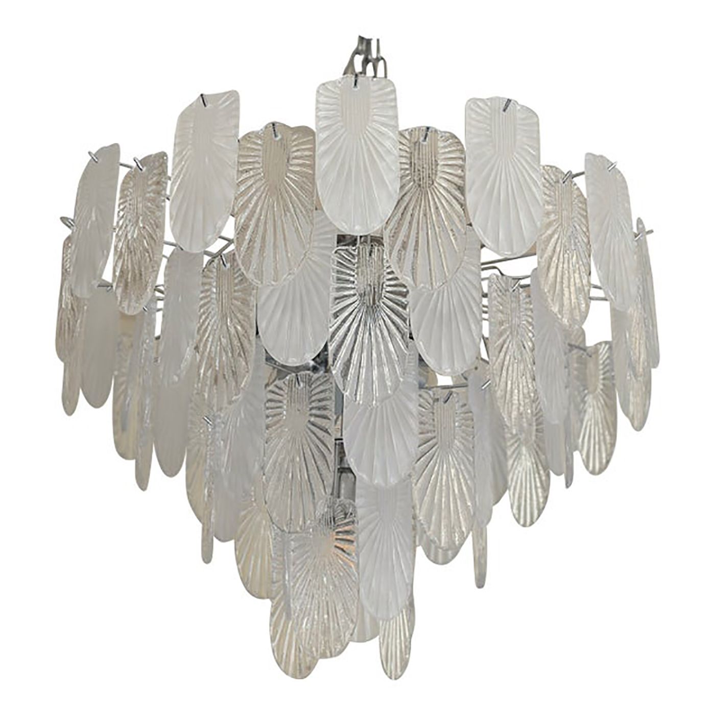 Italian Murano Style Glass Chandelier Clear And Frosted Art Deco