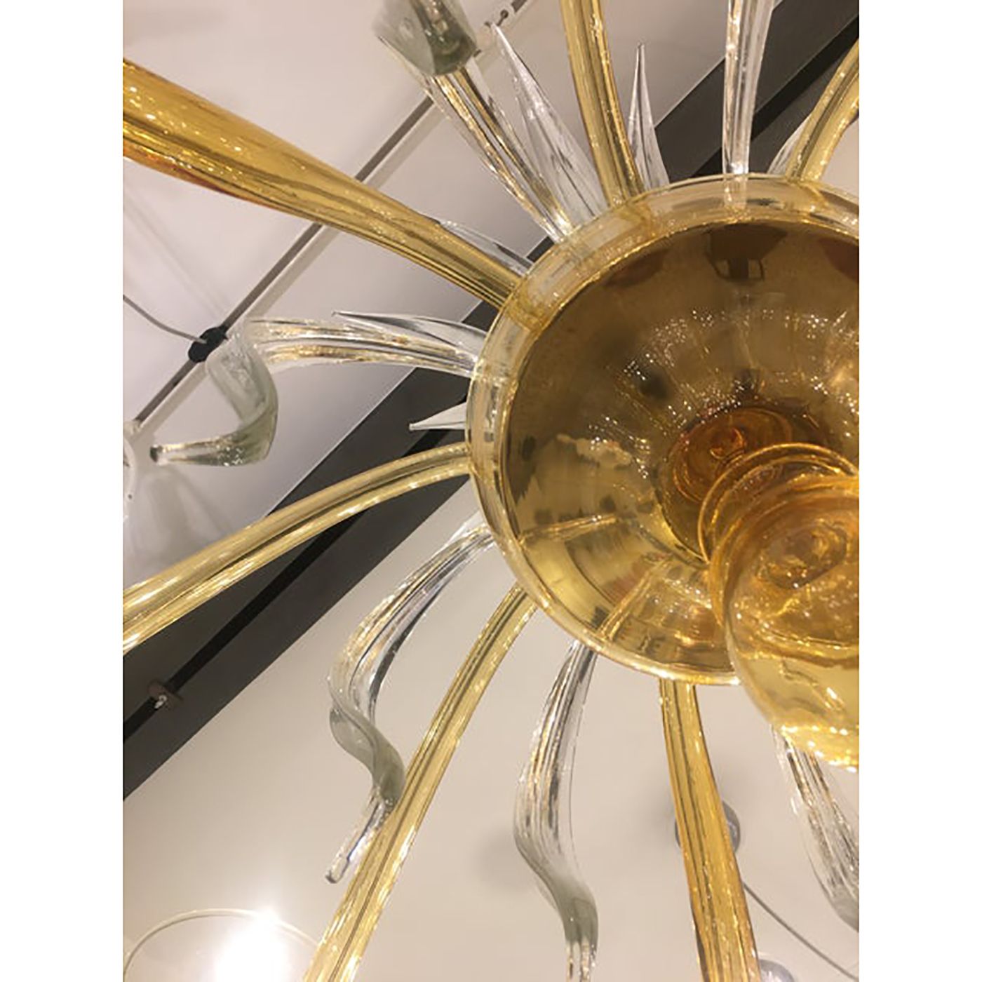 Italian Contemporary Yellow Murano Style Glass Chandelier photo Lighting
