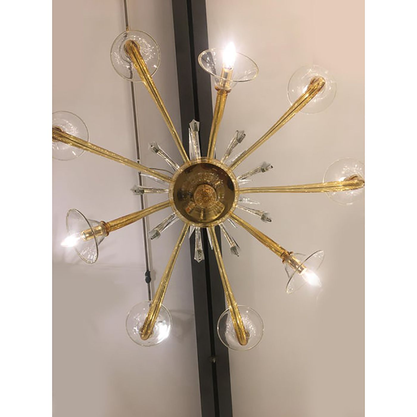 Italian Contemporary Yellow Murano Style Glass Chandelier photo vinterior